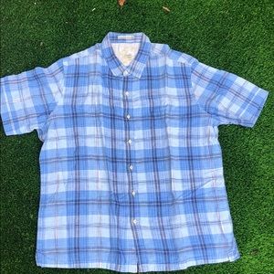 Tasso Elba plaid short sleeve button down shirt